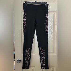 Aeropostale, Live Love Dream Black Leggings with Pink Laser cut Accents